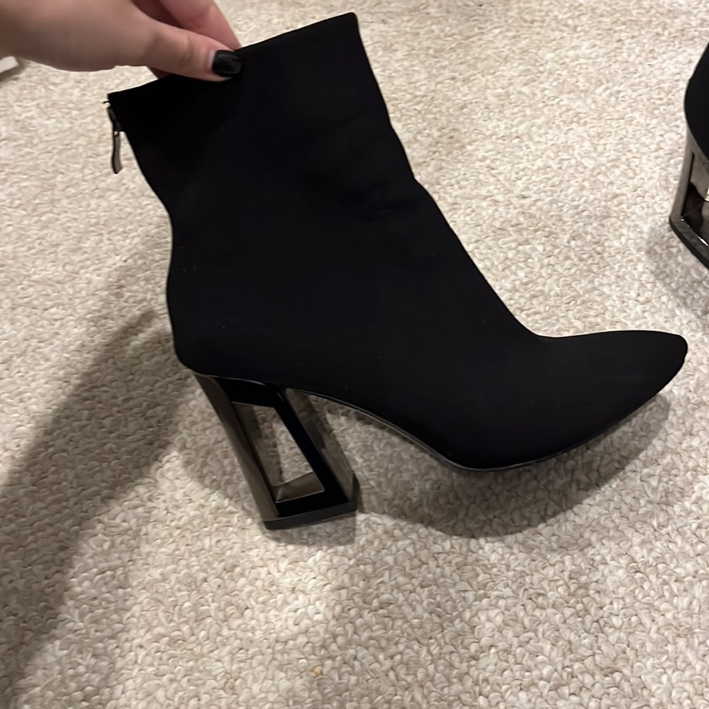 Black and gunmetal booties